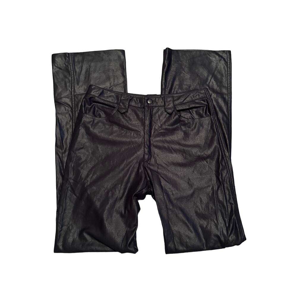 Anna Sui Black Leather look Polyester pants